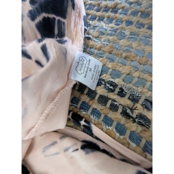 Tie Dye Midi Dress M Peach Blue Spaghetti Straps Beachy Summer Vneck Lined - Picture 6 of 7